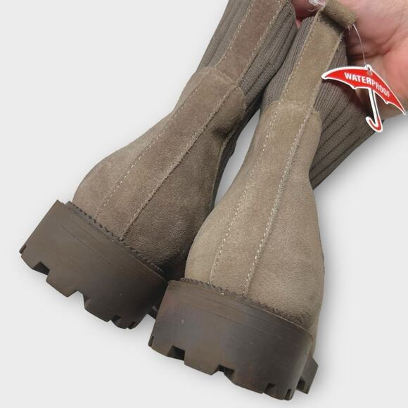 Blondo Hallie Waterproof Suede Lug Sole Booties in Dark Taupe Suede Size 7 - Picture 11 of 12